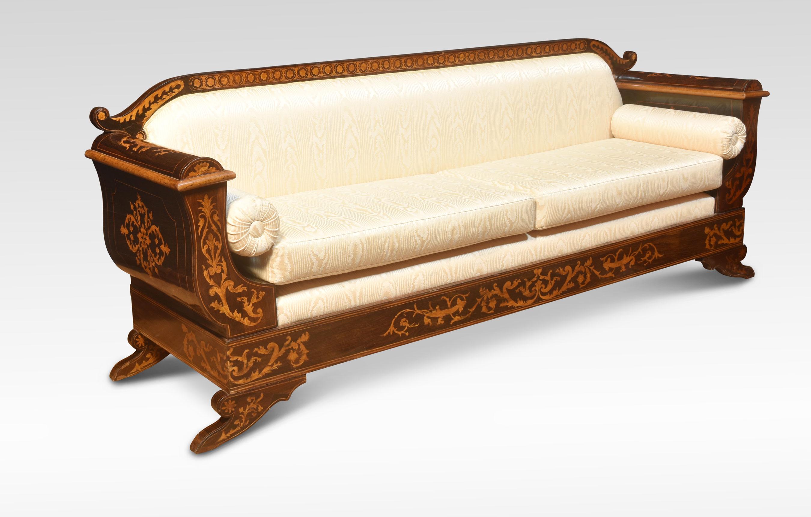British Dutch Marquetry Empire Settee For Sale