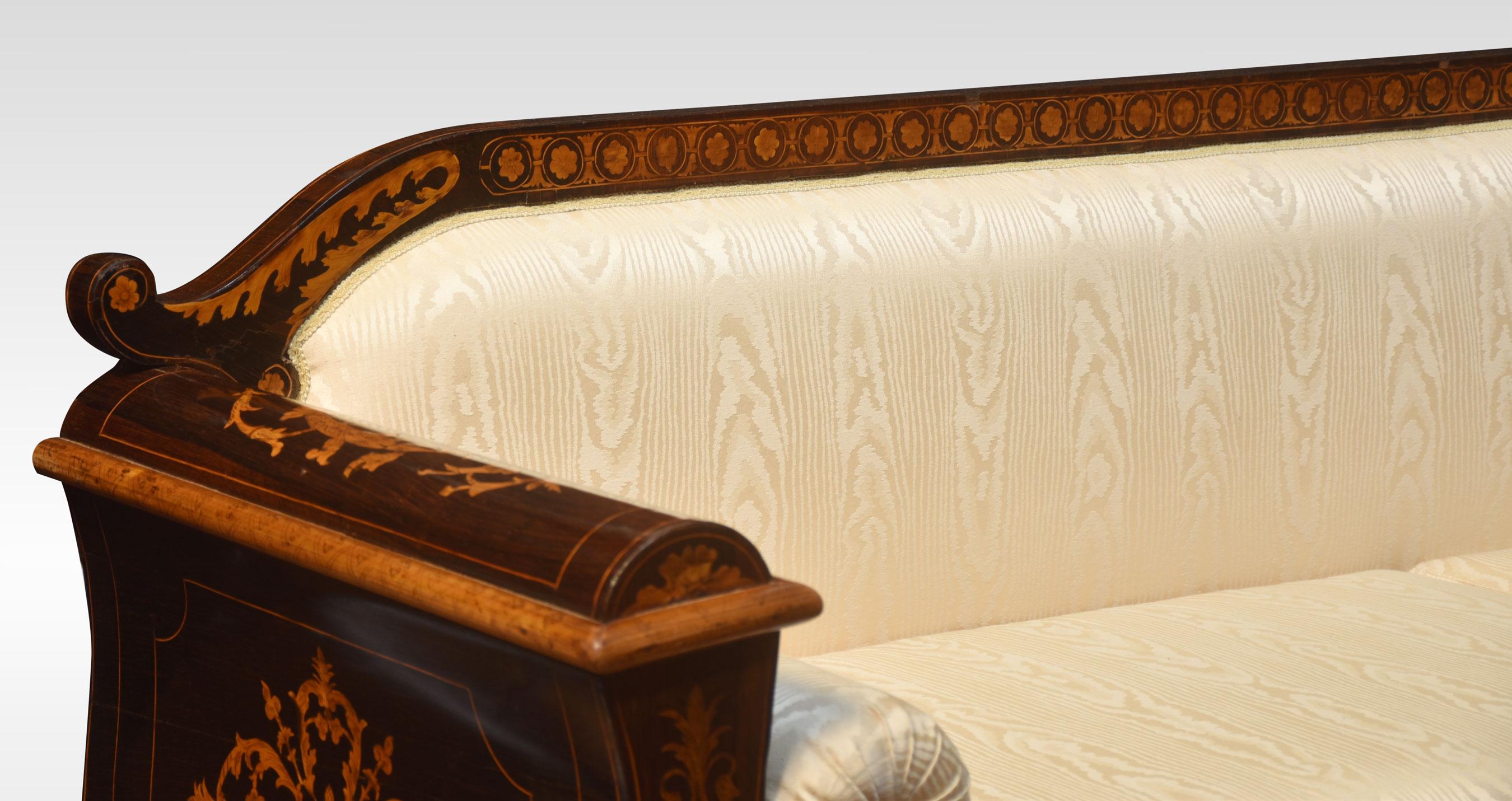 19th Century Dutch Marquetry Empire Settee For Sale