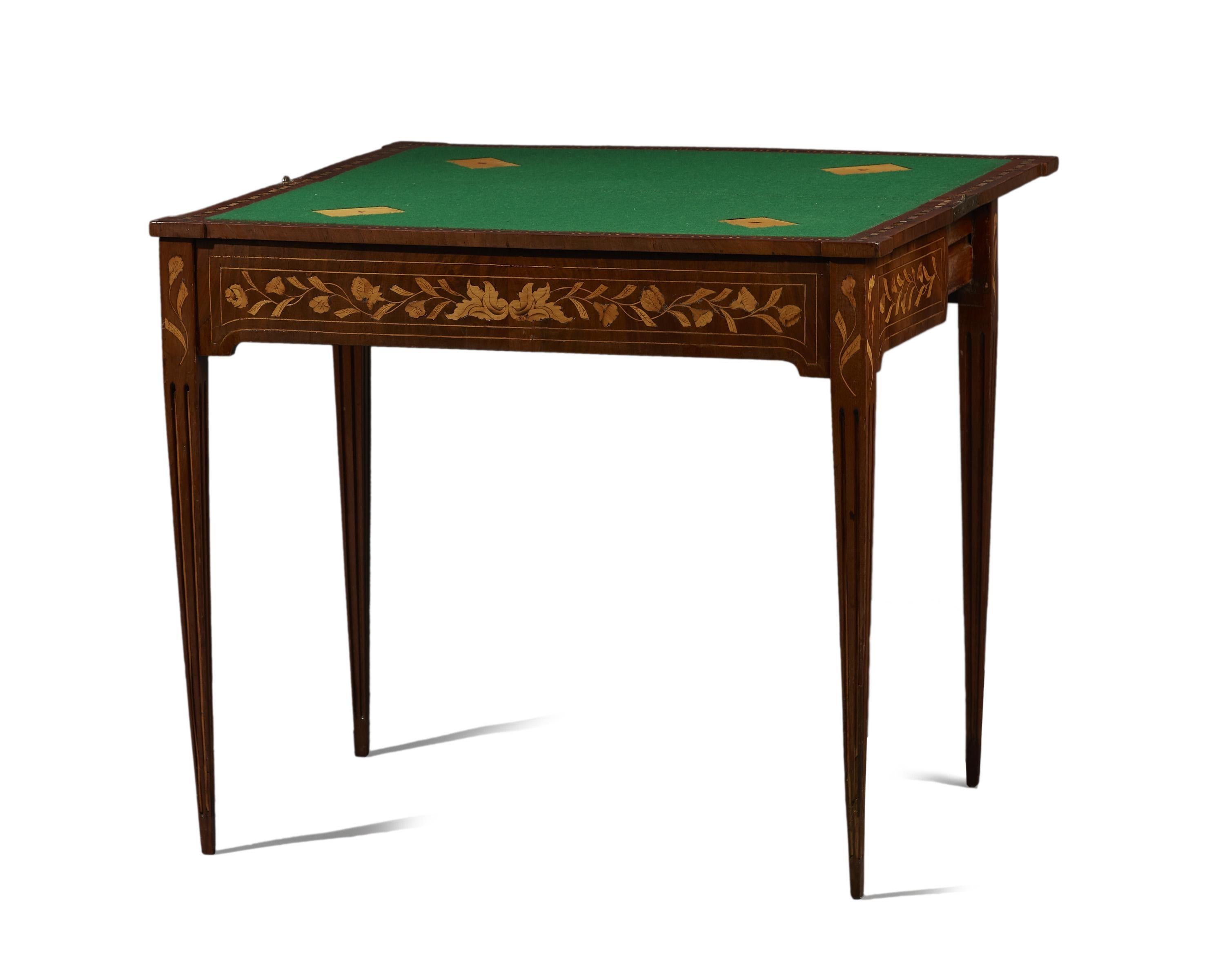 Dutch Marquetry Flip-Top Card Table, 19th Century In Good Condition In Cypress, CA