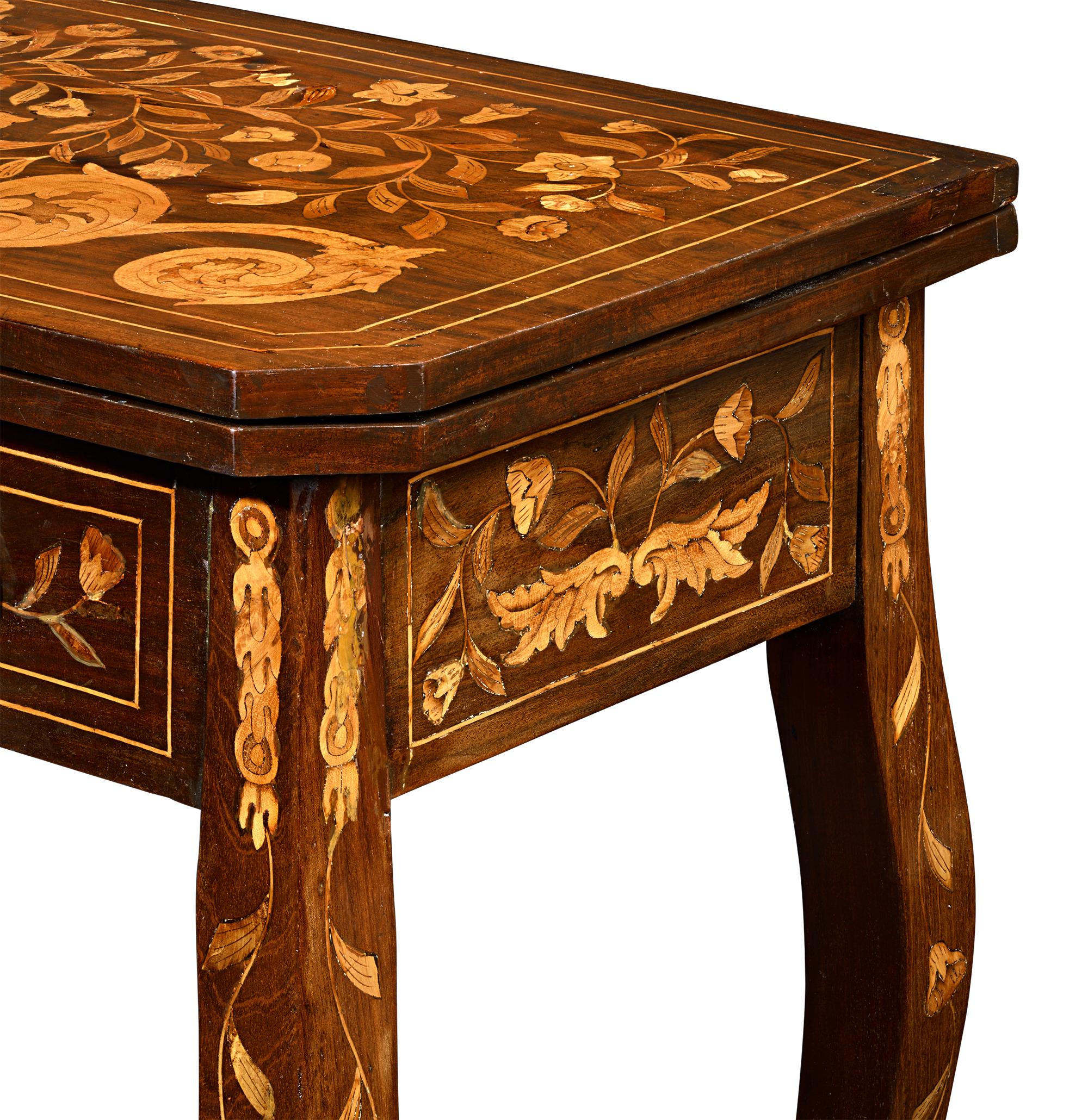 19th Century Dutch Marquetry Game Table For Sale
