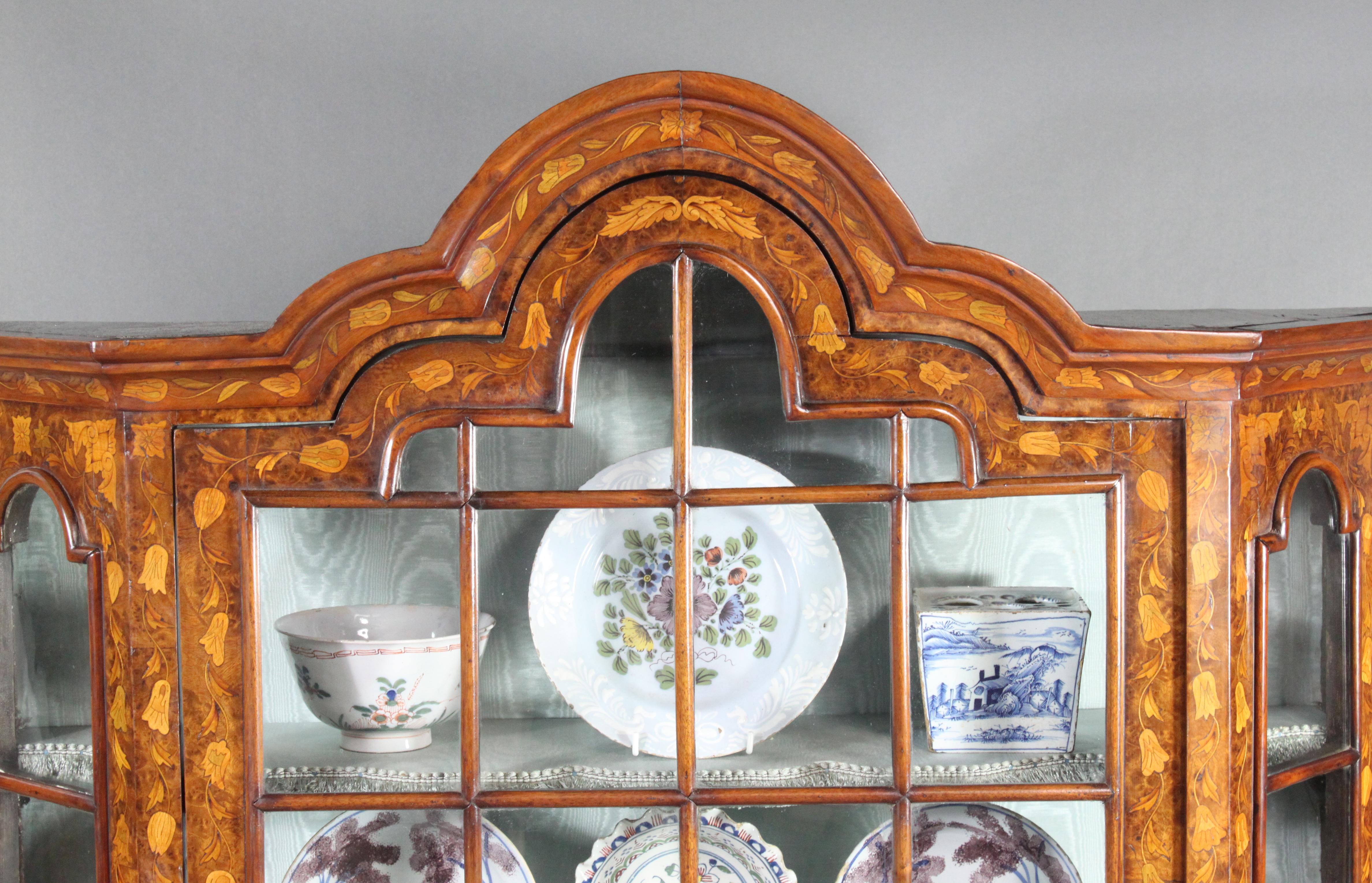 18th Century Dutch Marquetry Glazed Cabinet For Sale