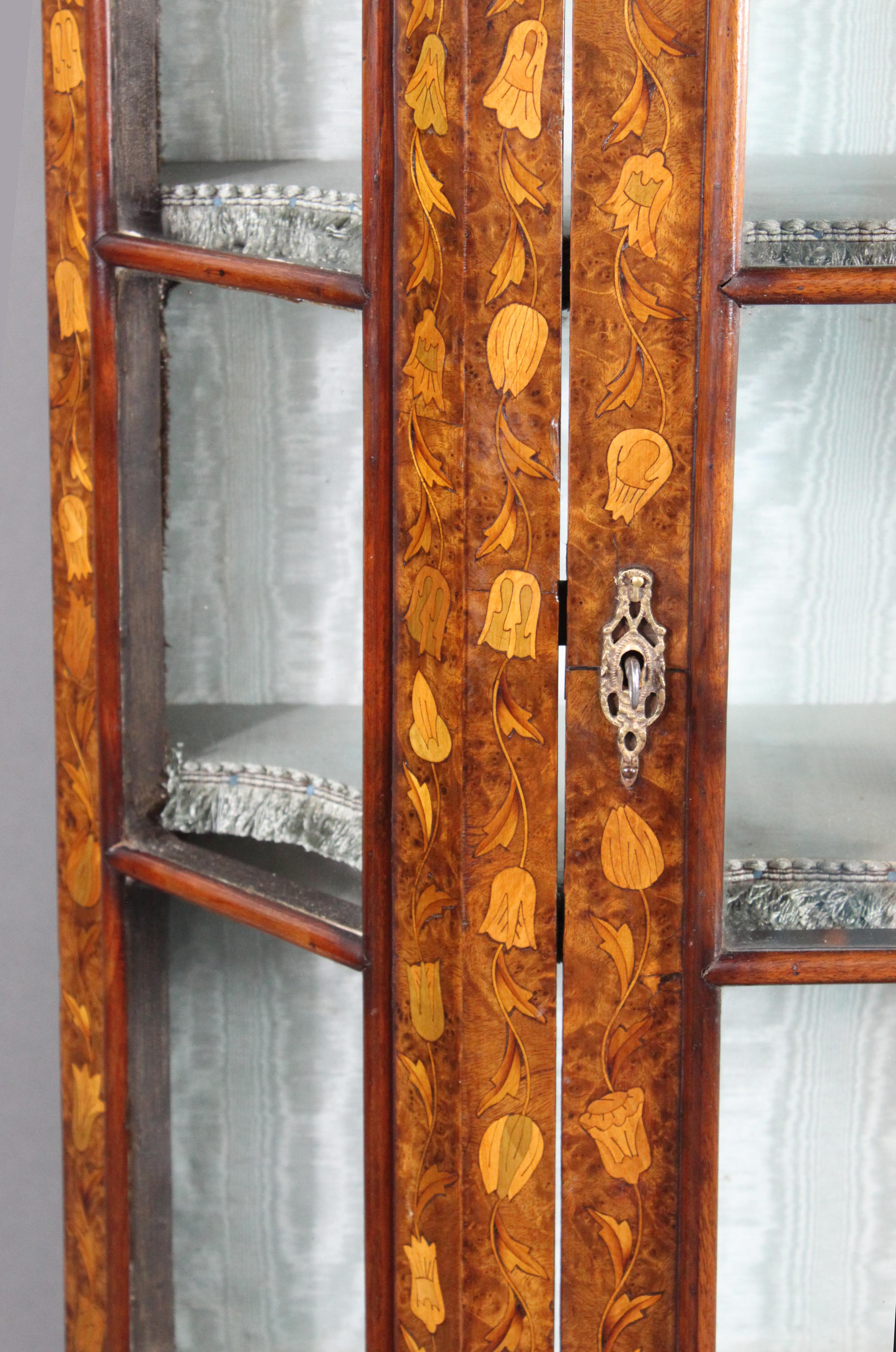 Dutch Marquetry Glazed Cabinet For Sale 4