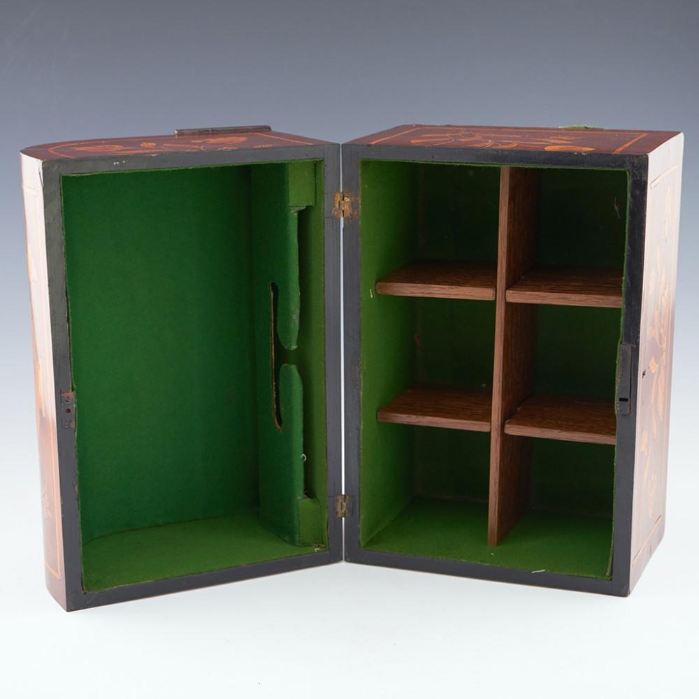Dutch Marquetry Grog Box with Six Stoppered Bottles, 20th Century For Sale 4