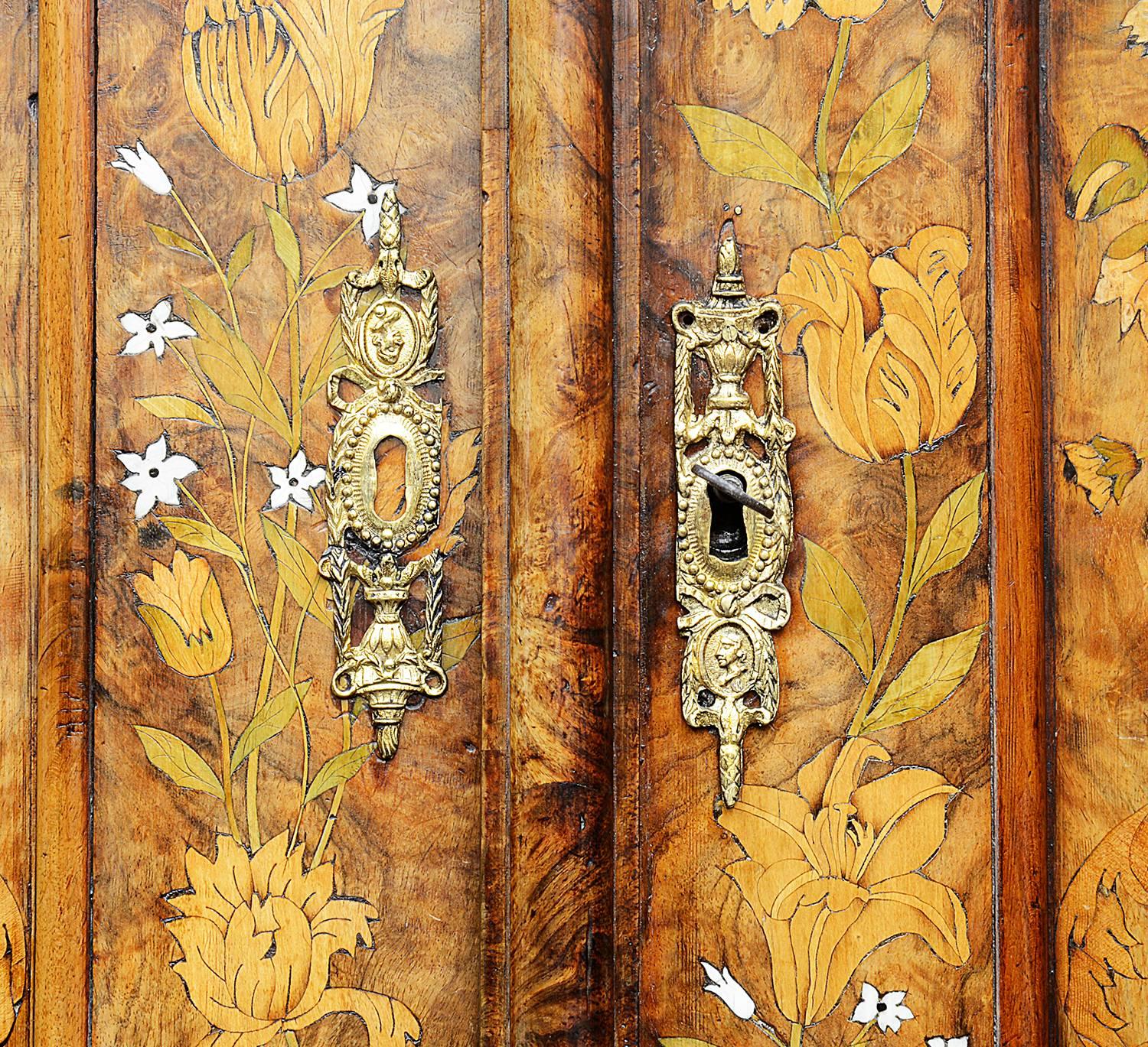 18th Century and Earlier Dutch Marquetry Inlaid Armoire, 18th Century