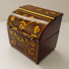Einzelne holländische Mahagoni-Teedose mit Intarsien aus Mahagoni, um 1810