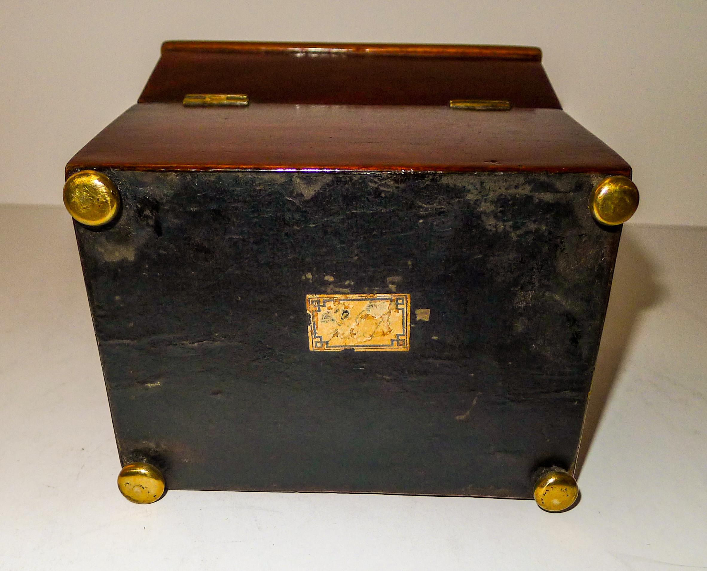 Early 19th Century Dutch Marquetry Inlaid Mahogany Single Tea Caddy c.1810 For Sale