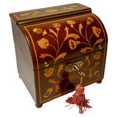 Retro Dutch Marquetry Inlaid Mahogany Single Tea Caddy c.1810