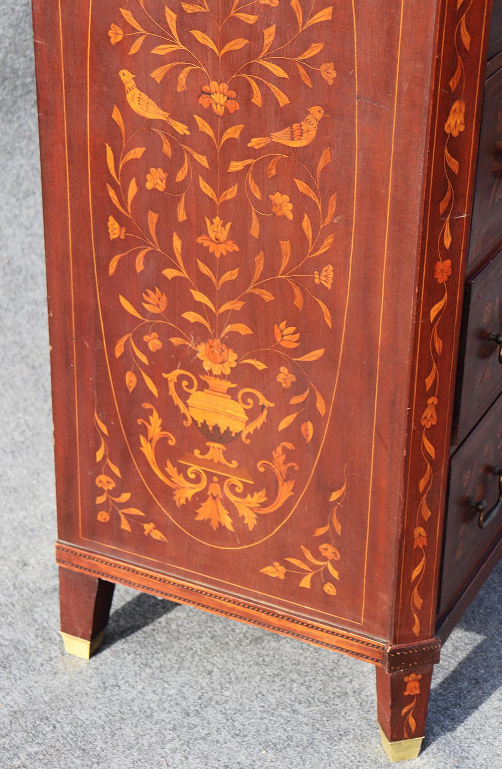 Dutch Marquetry Inlaid Mahogany Tall Dresser 2