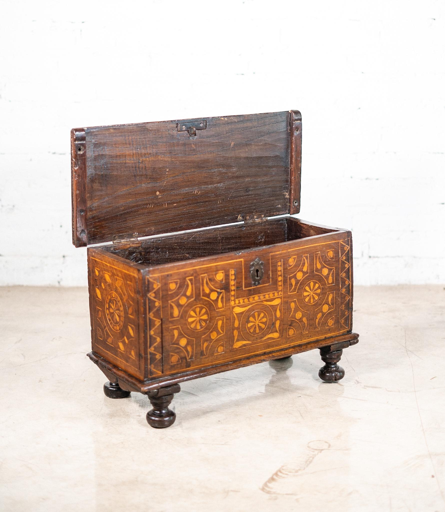 Inlay Dutch Marquetry Inlaid Small Storage Chest For Sale