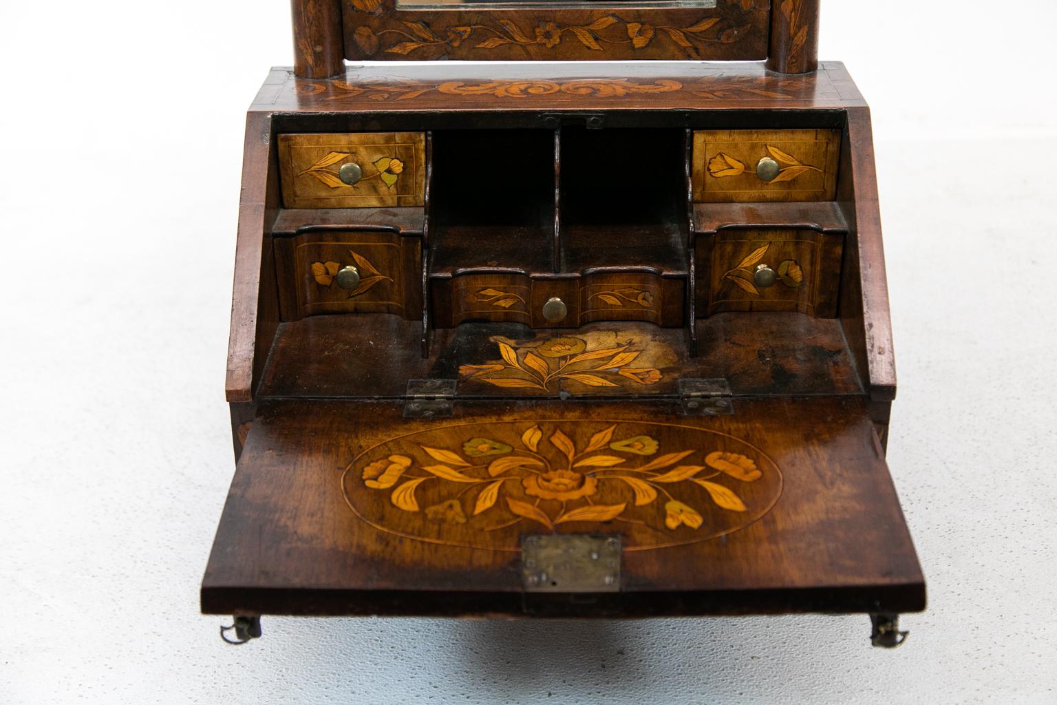 Dutch Marquetry Miniature Slant Top Desk 5