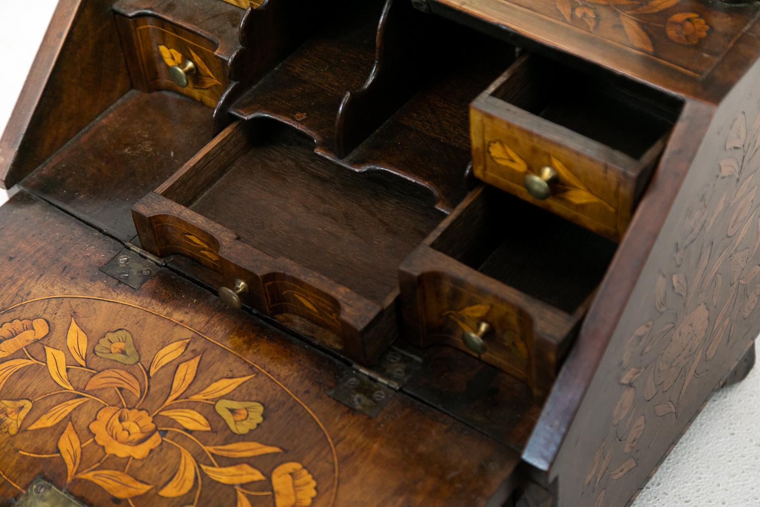 Dutch Marquetry Miniature Slant Top Desk 6