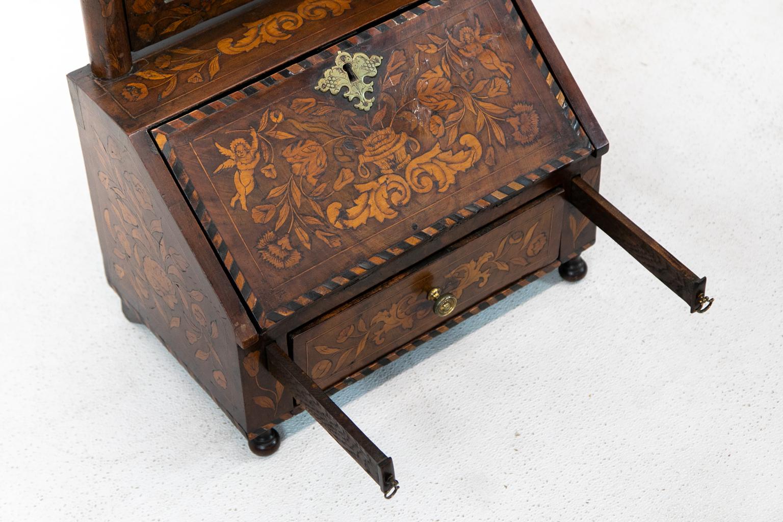 Dutch Marquetry Miniature Slant Top Desk 9
