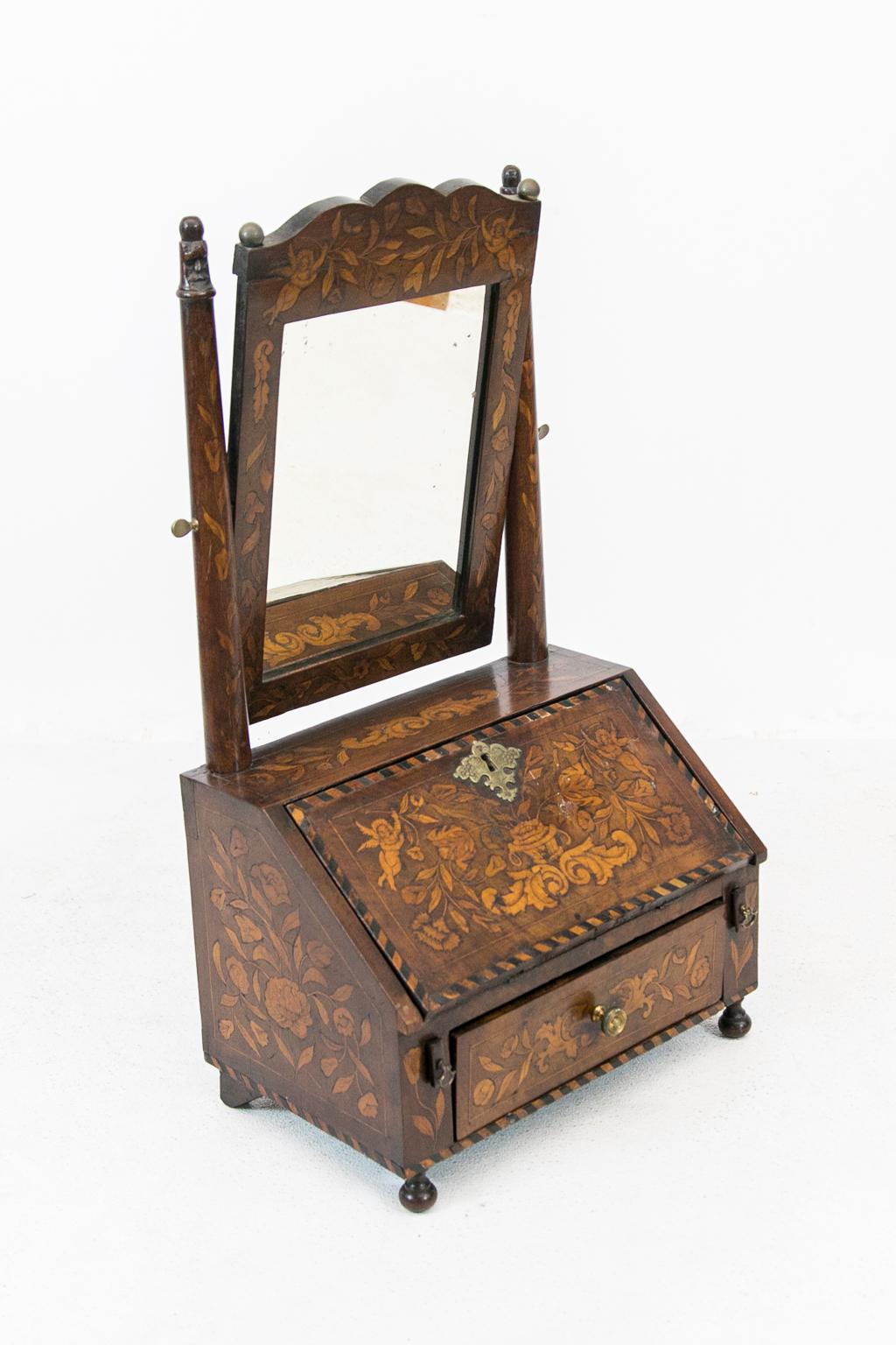 Mid-18th Century Dutch Marquetry Miniature Slant Top Desk