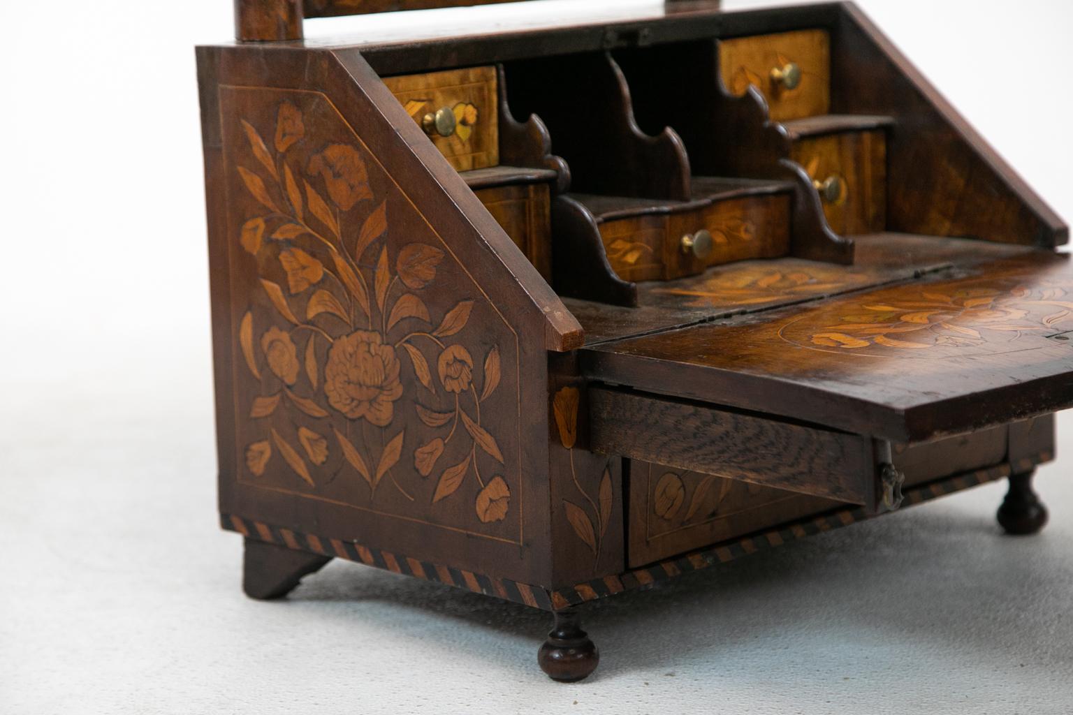 Dutch Marquetry Miniature Slant Top Desk 2