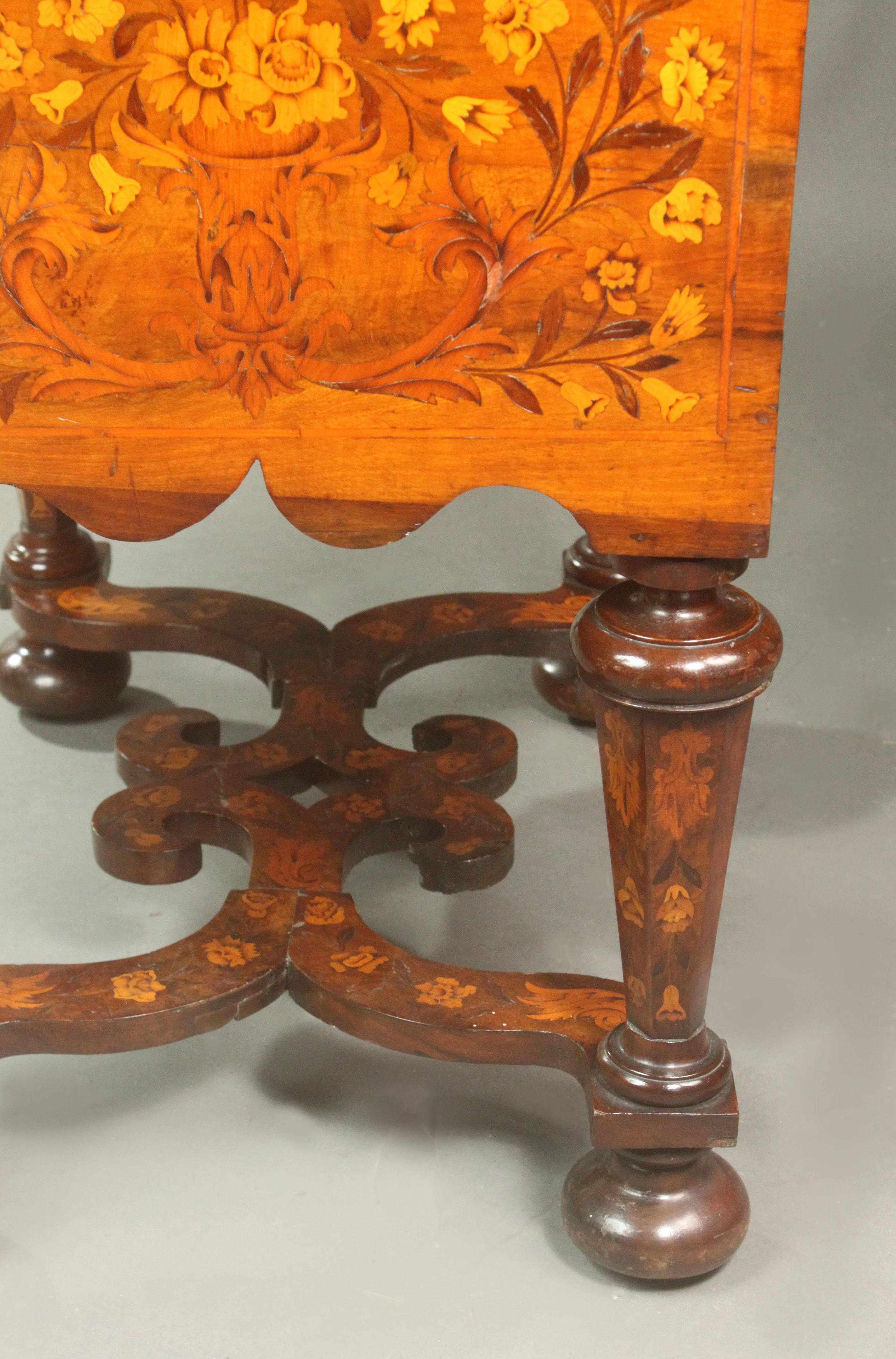Walnut Dutch Marquetry Side Table For Sale