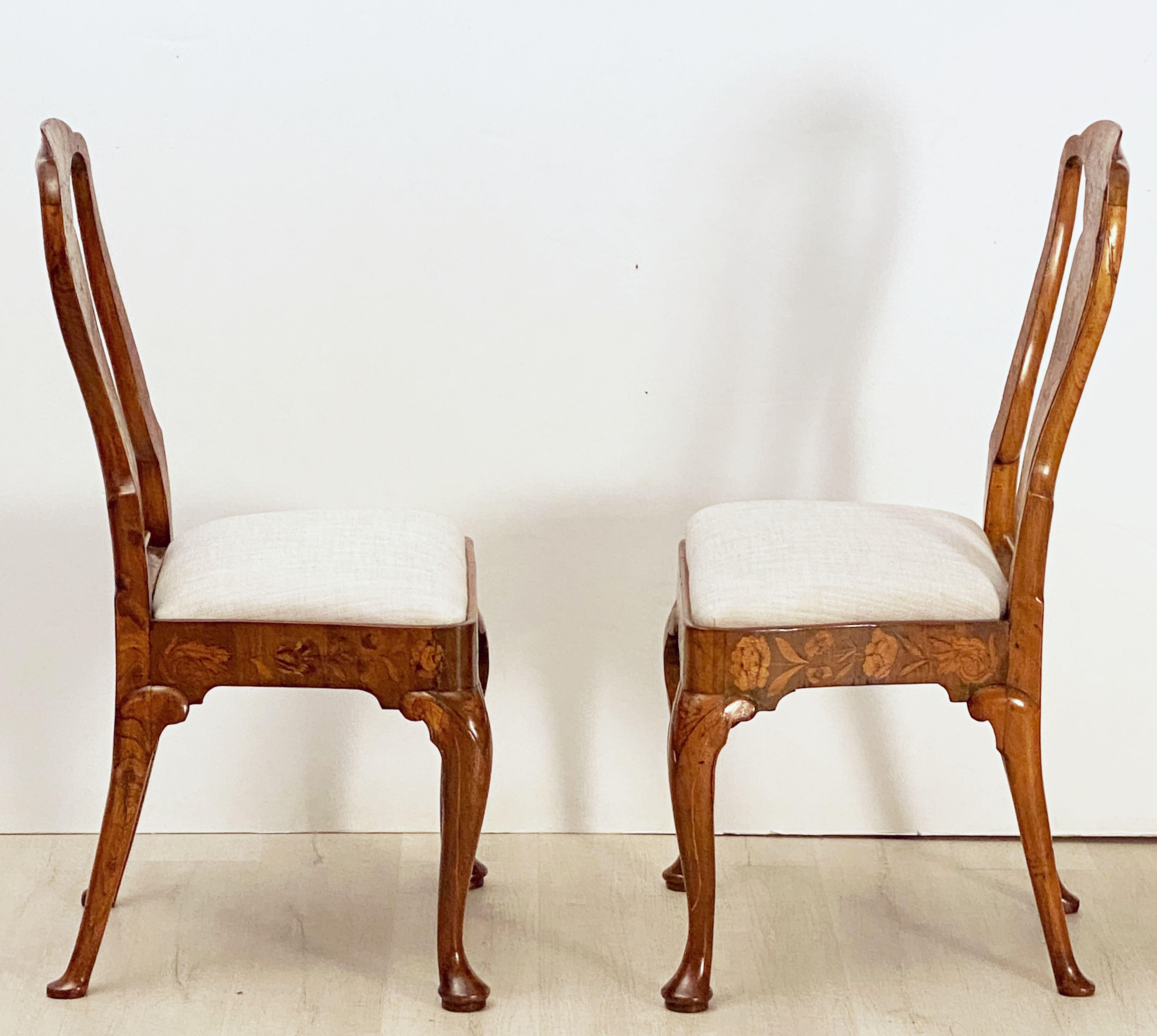Dutch Marquetry Upholstered Chairs of Elm and Walnut 'Individually Priced' 6