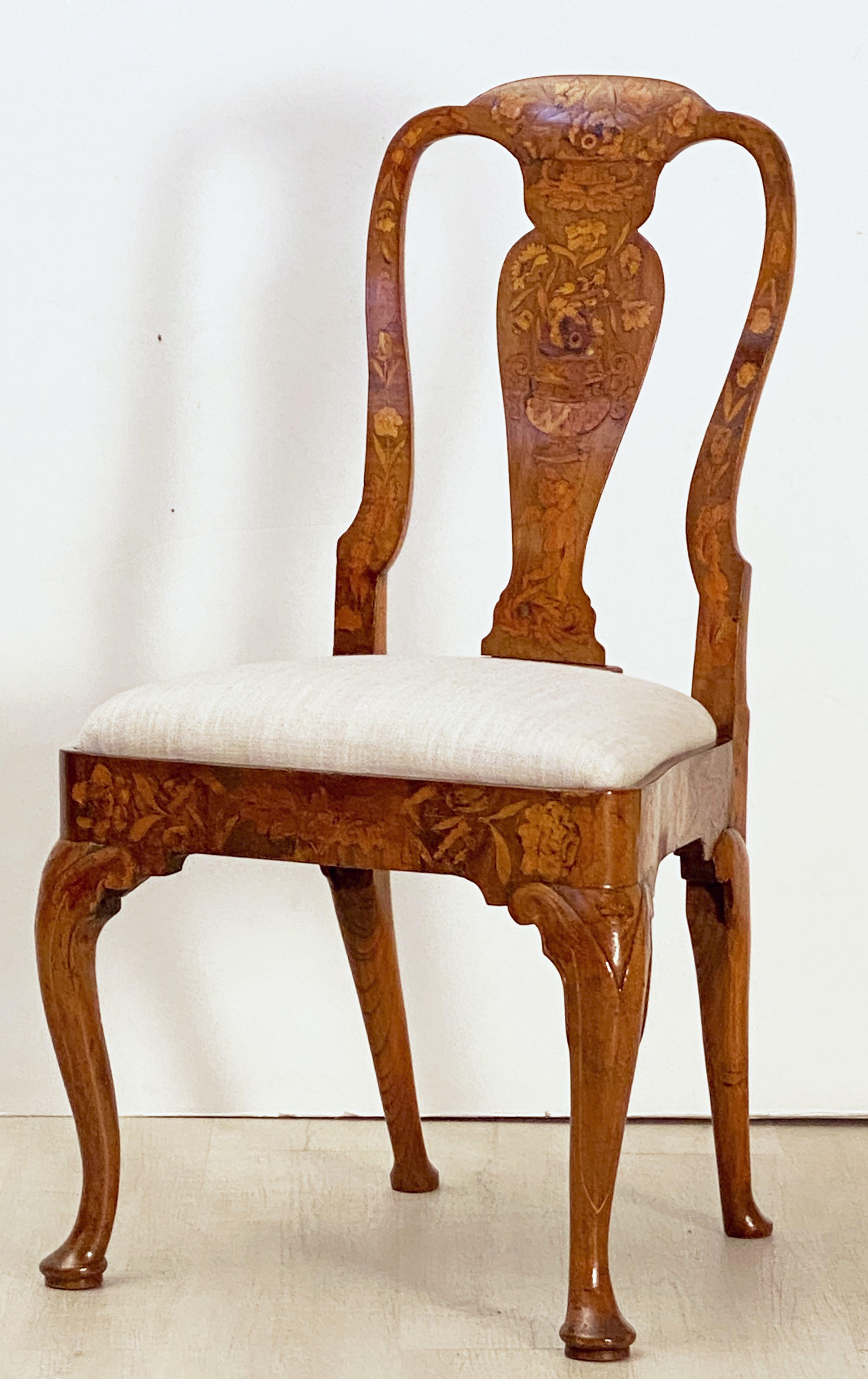 Dutch Marquetry Upholstered Chairs of Elm and Walnut 'Individually Priced' 11