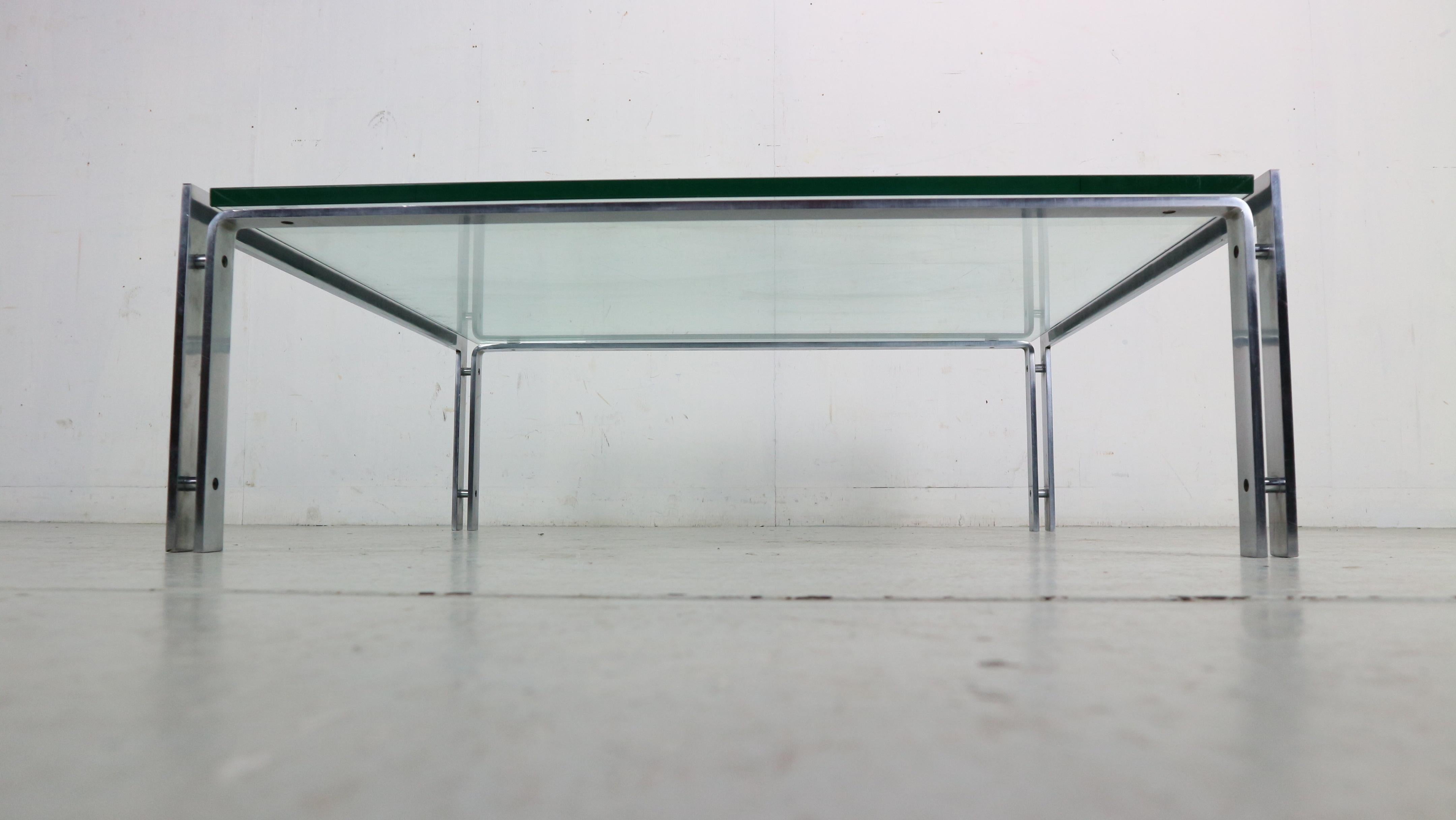 Late 20th Century Dutch Metaform Large Steel & Glass Coffee Table by Hank Kwint, 1970 For Sale