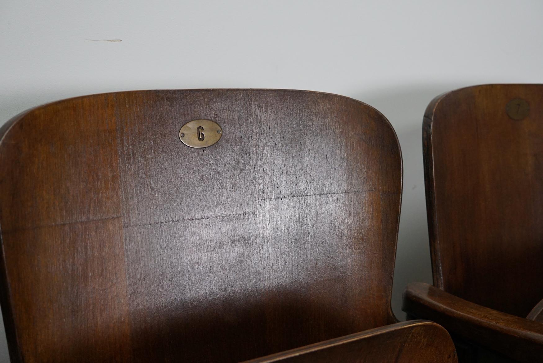 Dutch Metal and Wood Vintage 4-Seat Cinema Bench, 1930s In Good Condition In Nijmegen, NL