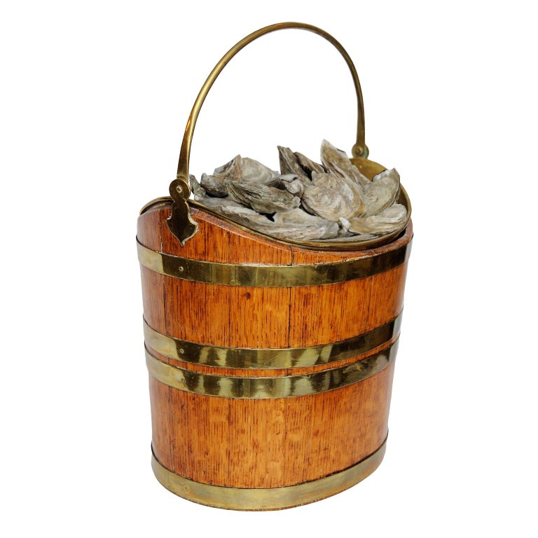Dutch Mid19th Century Oval Oak Oyster Bucket, circa 1840 For Sale at