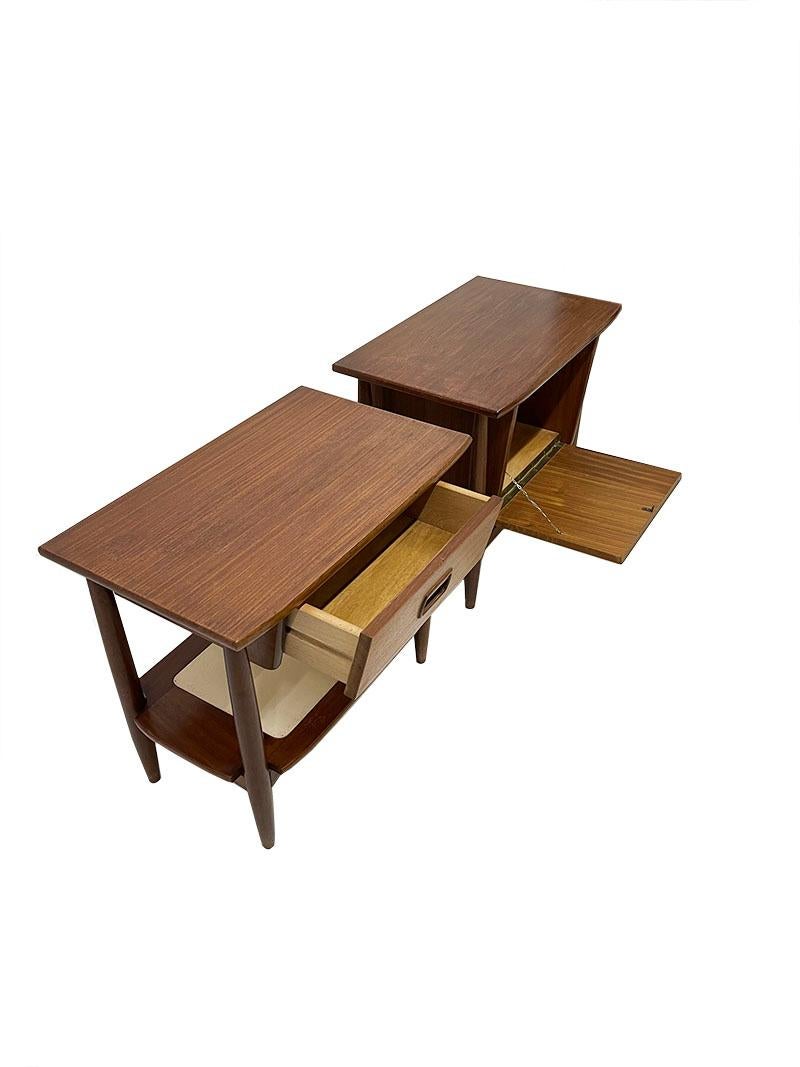 Teak Dutch Mid-20th Century Small Bedside Tables For Sale