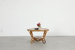 Table basse hollandaise en bambou et rotin du milieu du siècle, style Franco Albini
