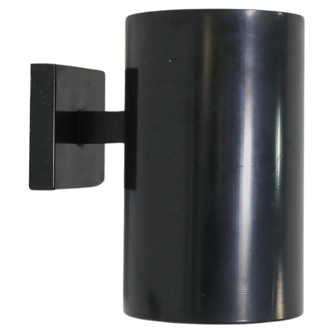 Apliques cilíndricos de metal esmaltado negro holandés de mediados de siglo by Philips en venta
