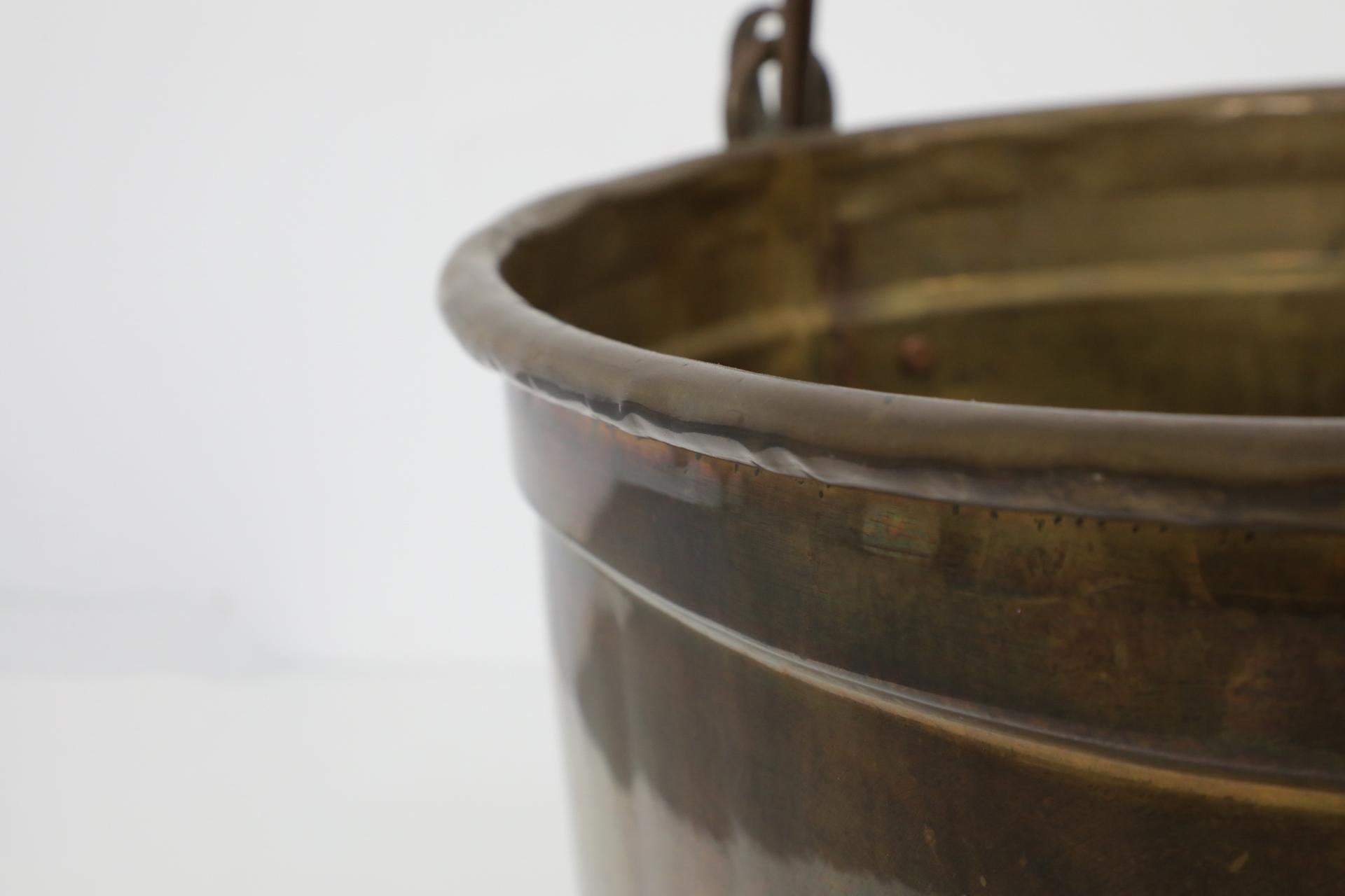 Dutch Mid-Century Brass Fireside Bucket with Decorative Handle 9