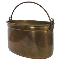 Dutch Mid-Century Brass Fireside Bucket with Decorative Handle