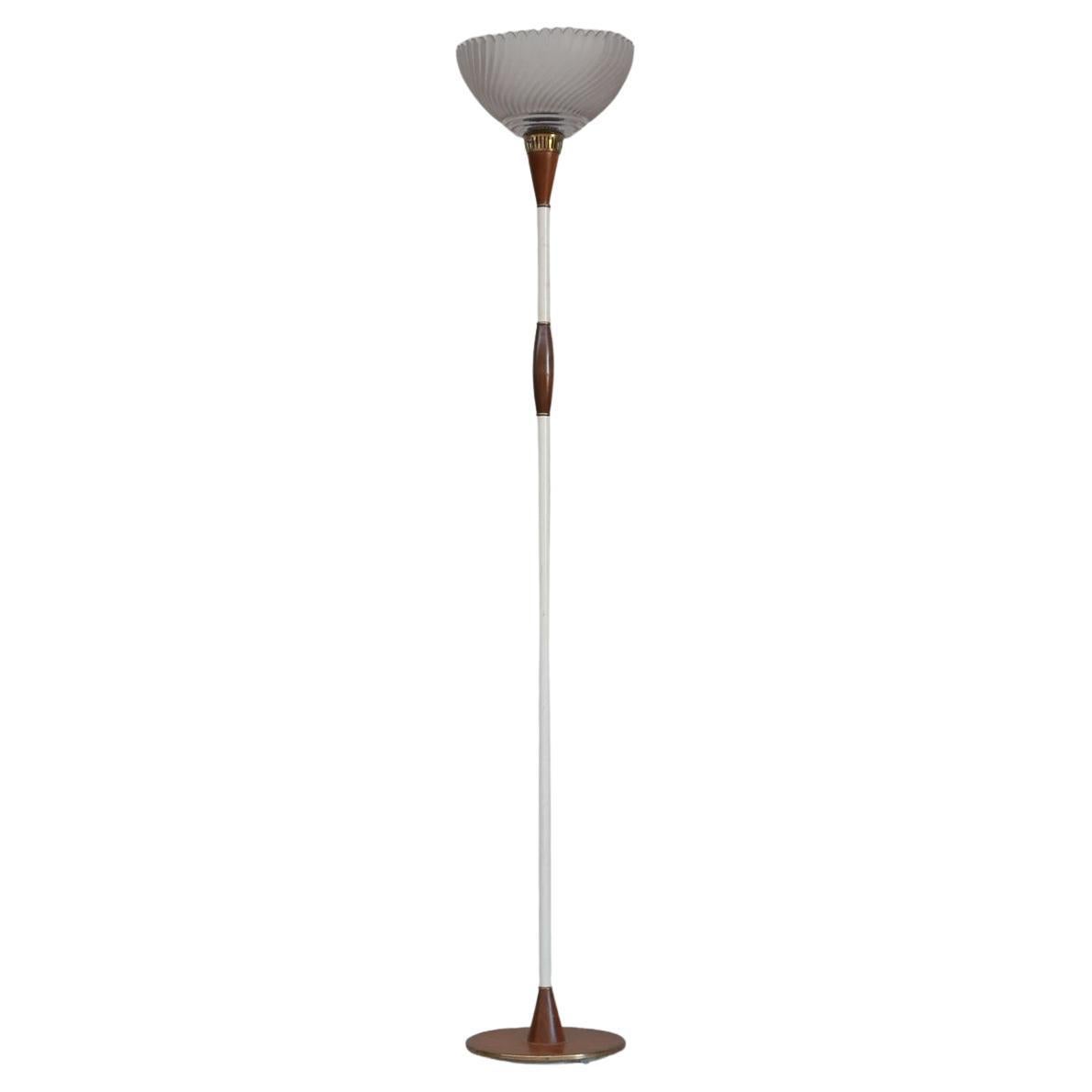Dutch Mid-Century Floor Lamp with Glass Shade