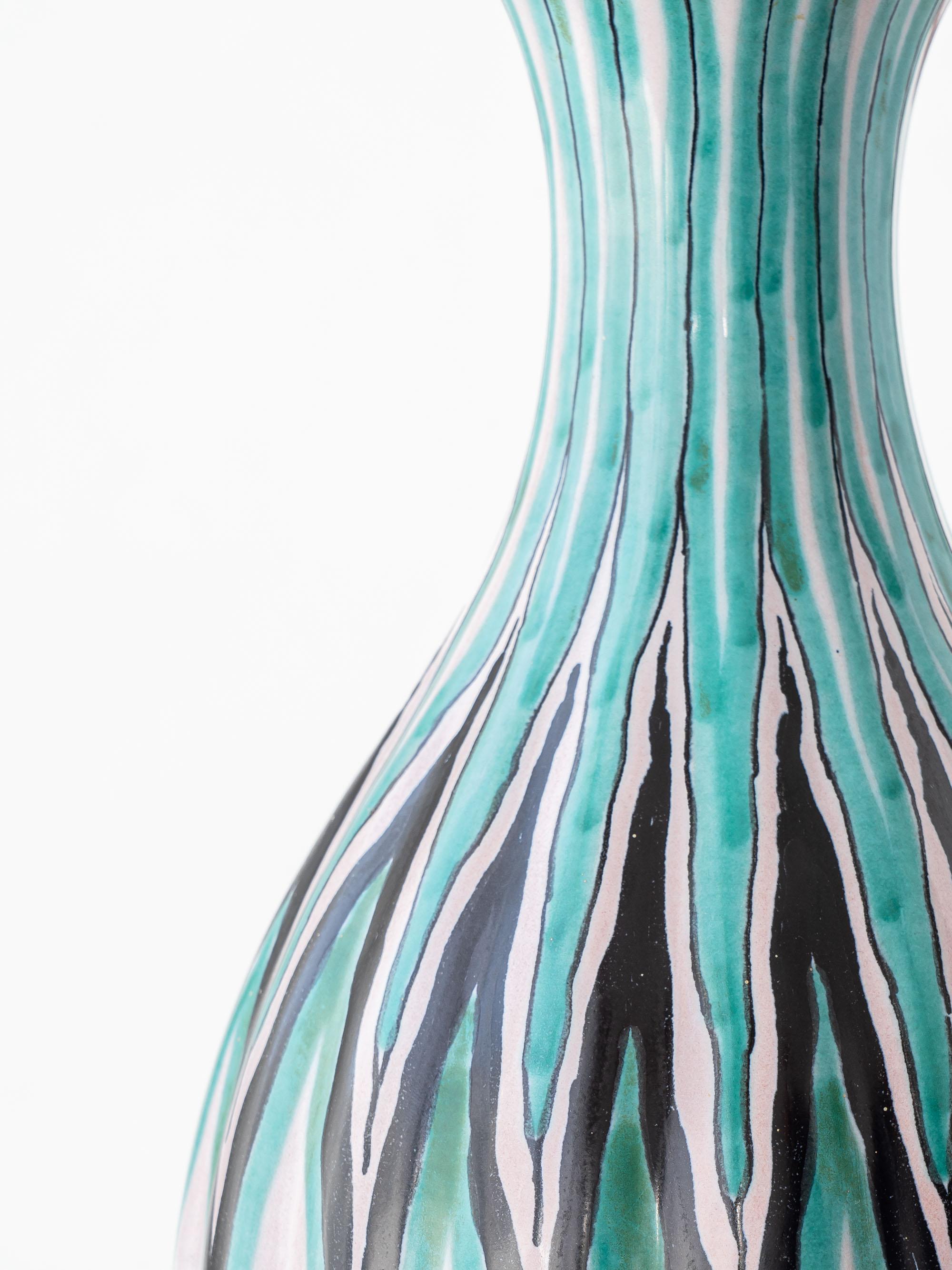 Lampada da tavolo olandese della metà del secolo scorso dipinta a mano in Gouda Pottery in vendita 3