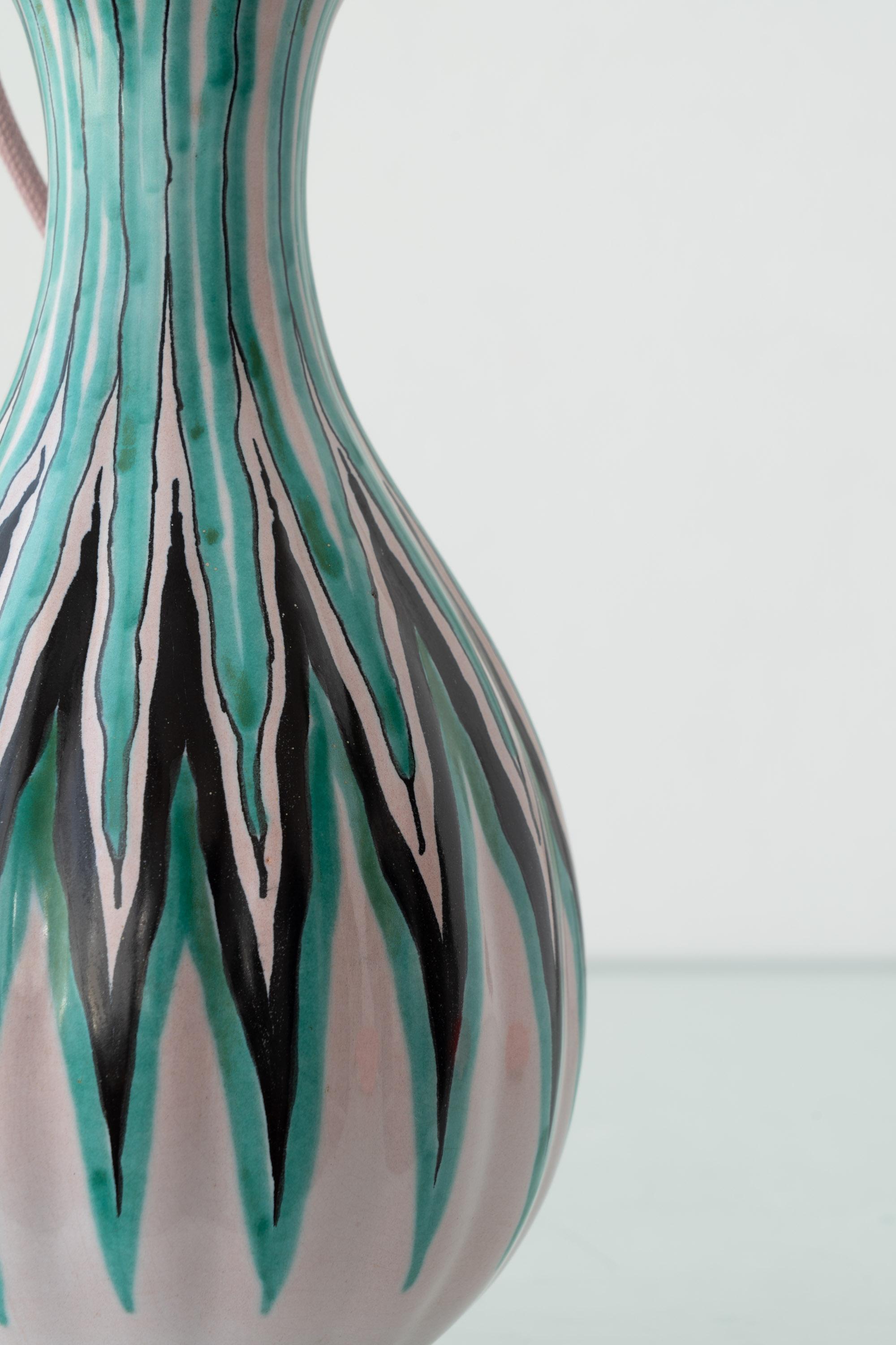 Lampada da tavolo olandese della metà del secolo scorso dipinta a mano in Gouda Pottery in vendita 7