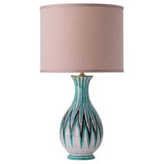 Lampada da tavolo olandese della metà del secolo scorso dipinta a mano in Gouda Pottery