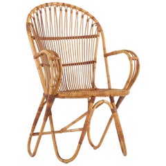 Dutch Mid-Century Modern Rattan Lounge Chair by Het Rotanhuis Amsterdam, 1960s