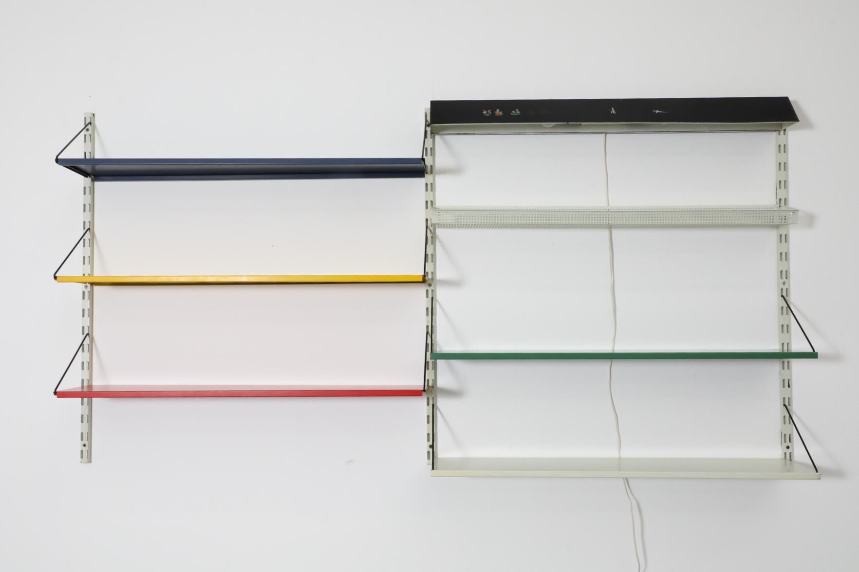 Mueble alto industrial de 2 cuerpos de metal multicolor holandés de mediados de siglo by Pilastro en venta 8