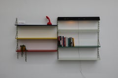 Dutch Mid-Century Pilastro Multi-Colored Enameled Metal Wall Unit w/ Light