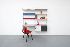 Dutch Mid-Century Pilastro Wall Mount Unit with Desk, Cabinet and Built-In Lamp