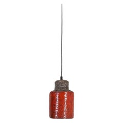 Dutch Mid-Century Red Glazed Ceramic Ceiling Pendant with Cut-Outs