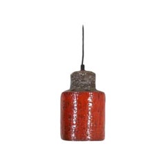 Colgante de techo de cerámica esmaltada roja holandesa de mediados de siglo con recortes