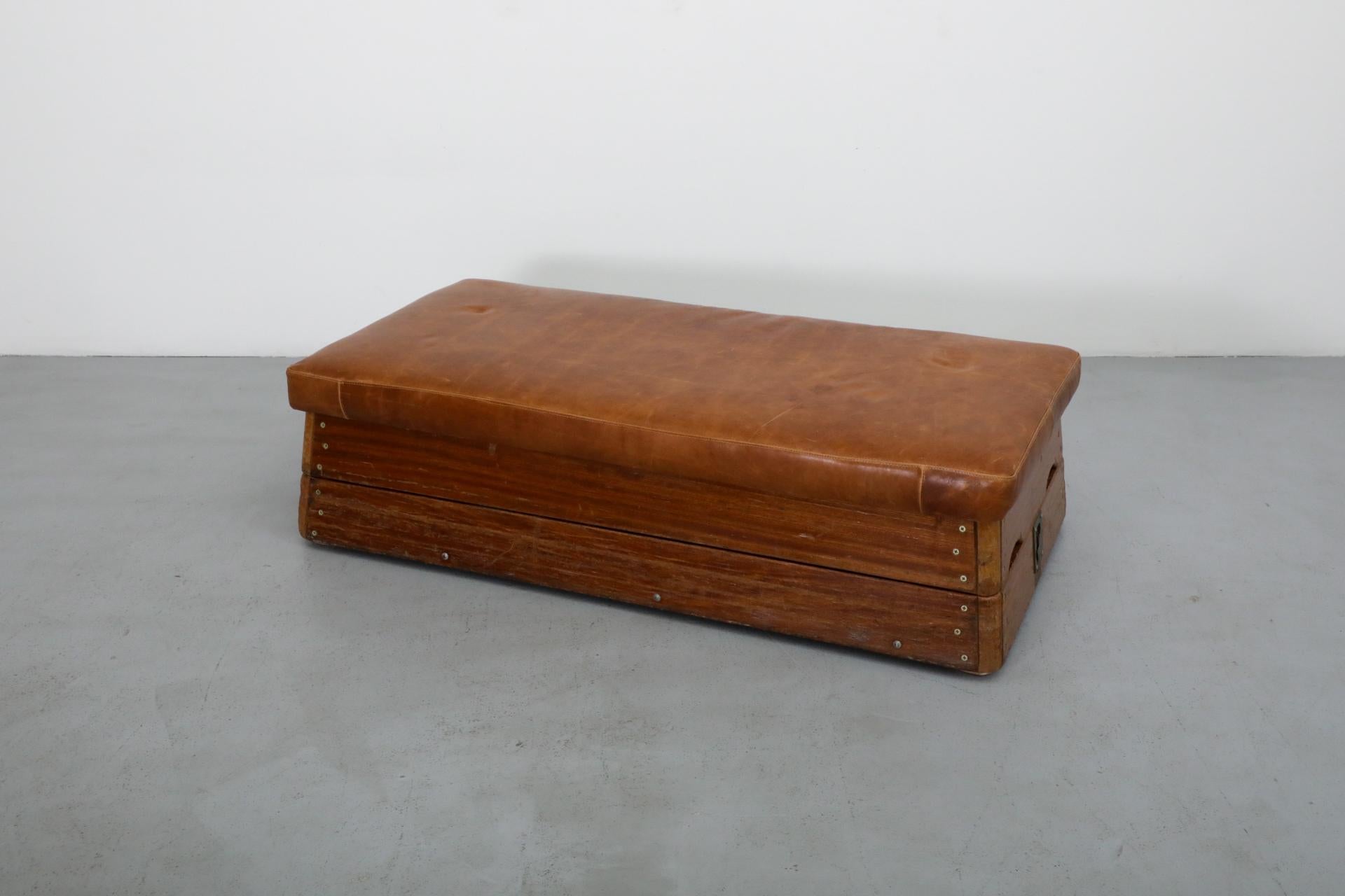 Dutch Mid-Century Schelde Stacked Oak and Teak Gymnastics Bench or Coffee Table In Good Condition In Los Angeles, CA