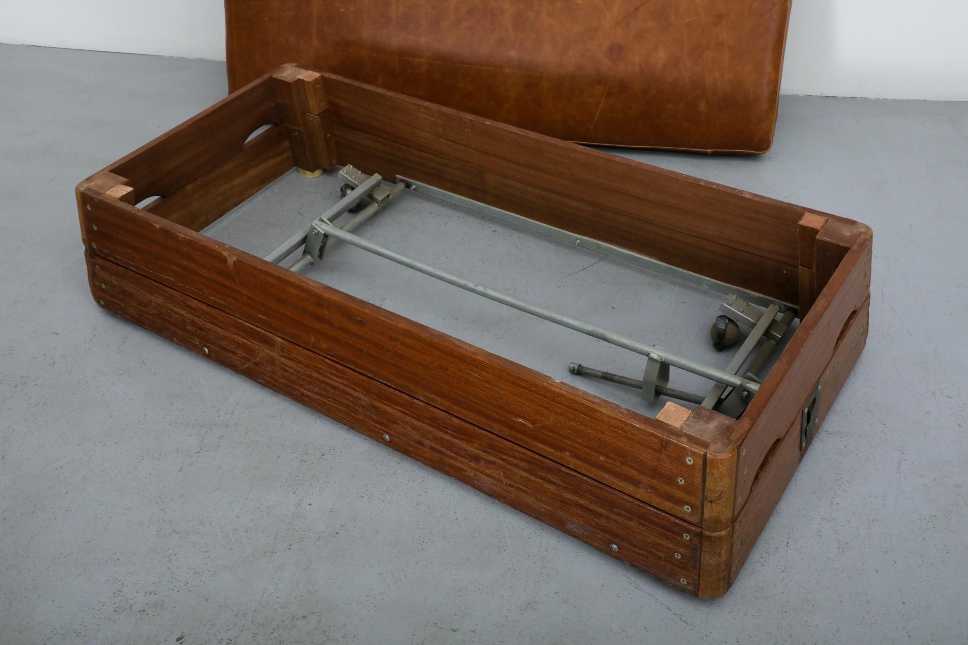 Leather Dutch Mid-Century Schelde Stacked Oak and Teak Gymnastics Bench or Coffee Table