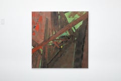 Dutch Mid-Century Untitled Abstract Expressionist Painting in Greens and Browns