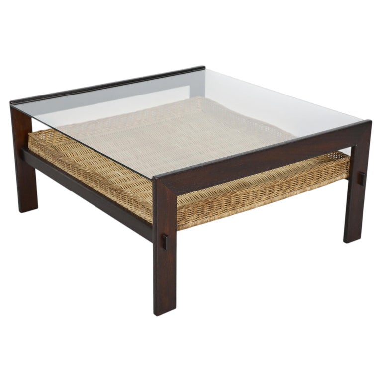 Dutch Mid-Century Wenge & Glass Coffee Table Attributed to Kho Liang Ie