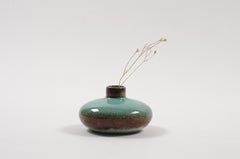 Dutch Mid-Century Westraven Studio Vase in Turquoise and Brown