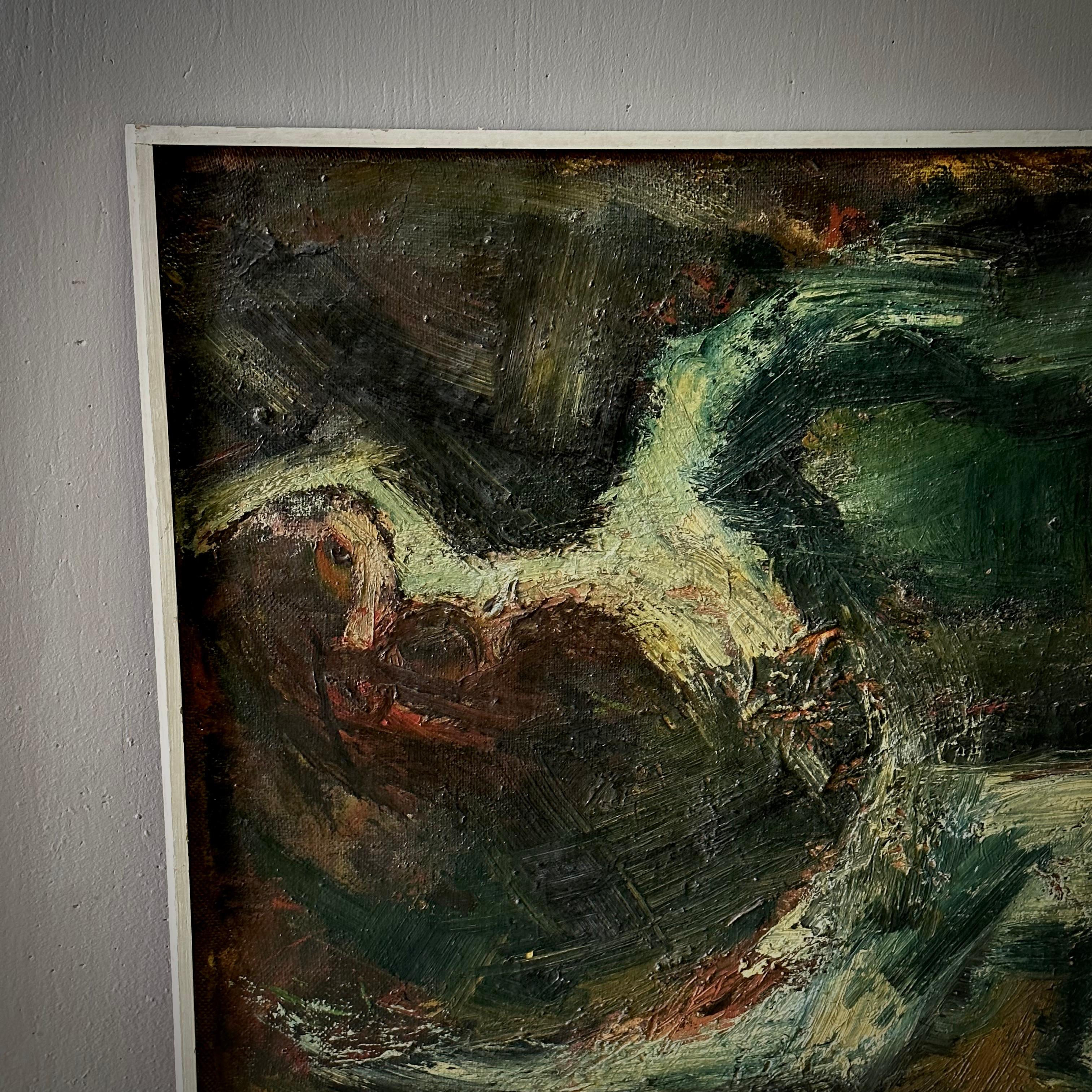 Dutch Midcentury Unsigned Abstract Oil Painting For Sale 5