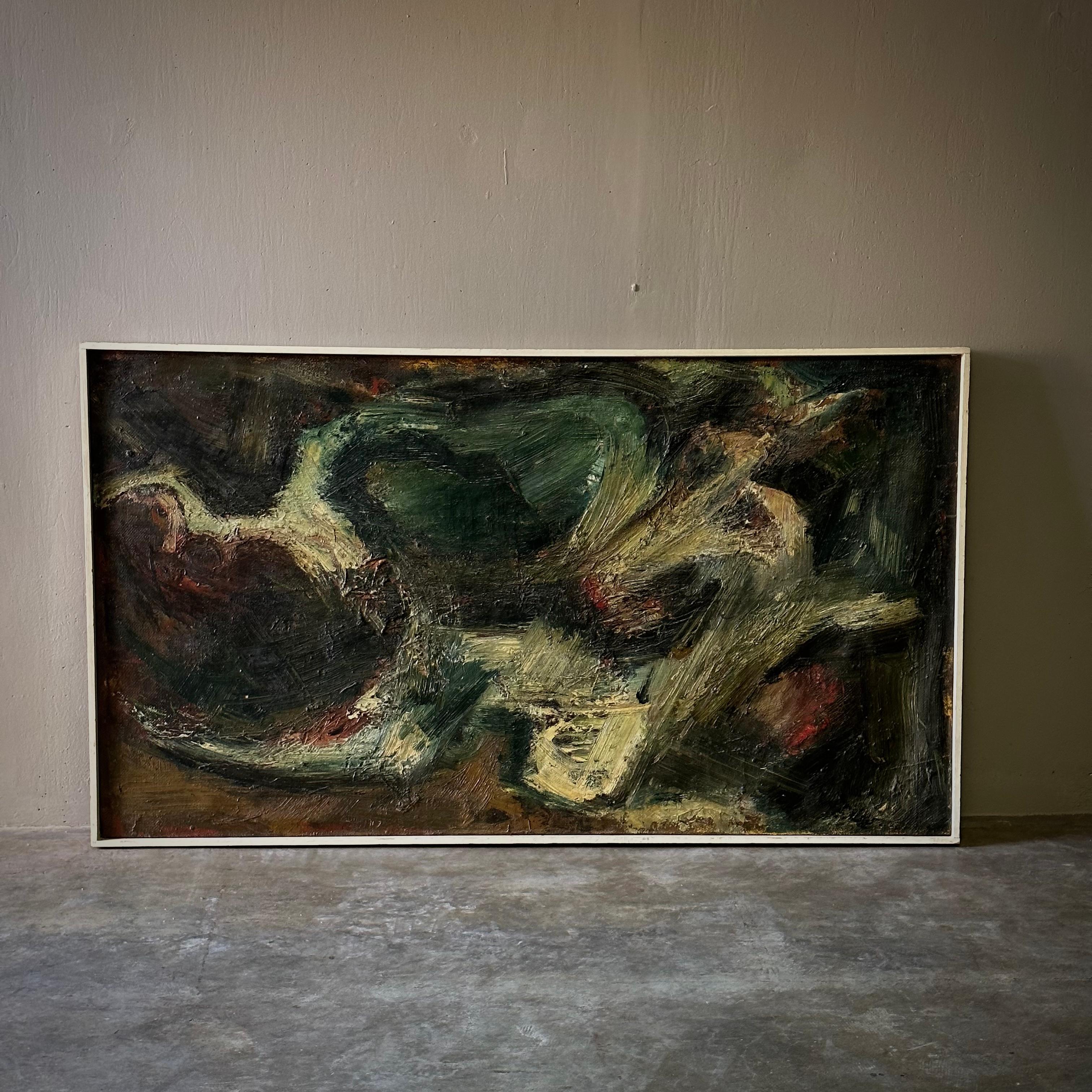Mid-20th Century Dutch Midcentury Unsigned Abstract Oil Painting For Sale