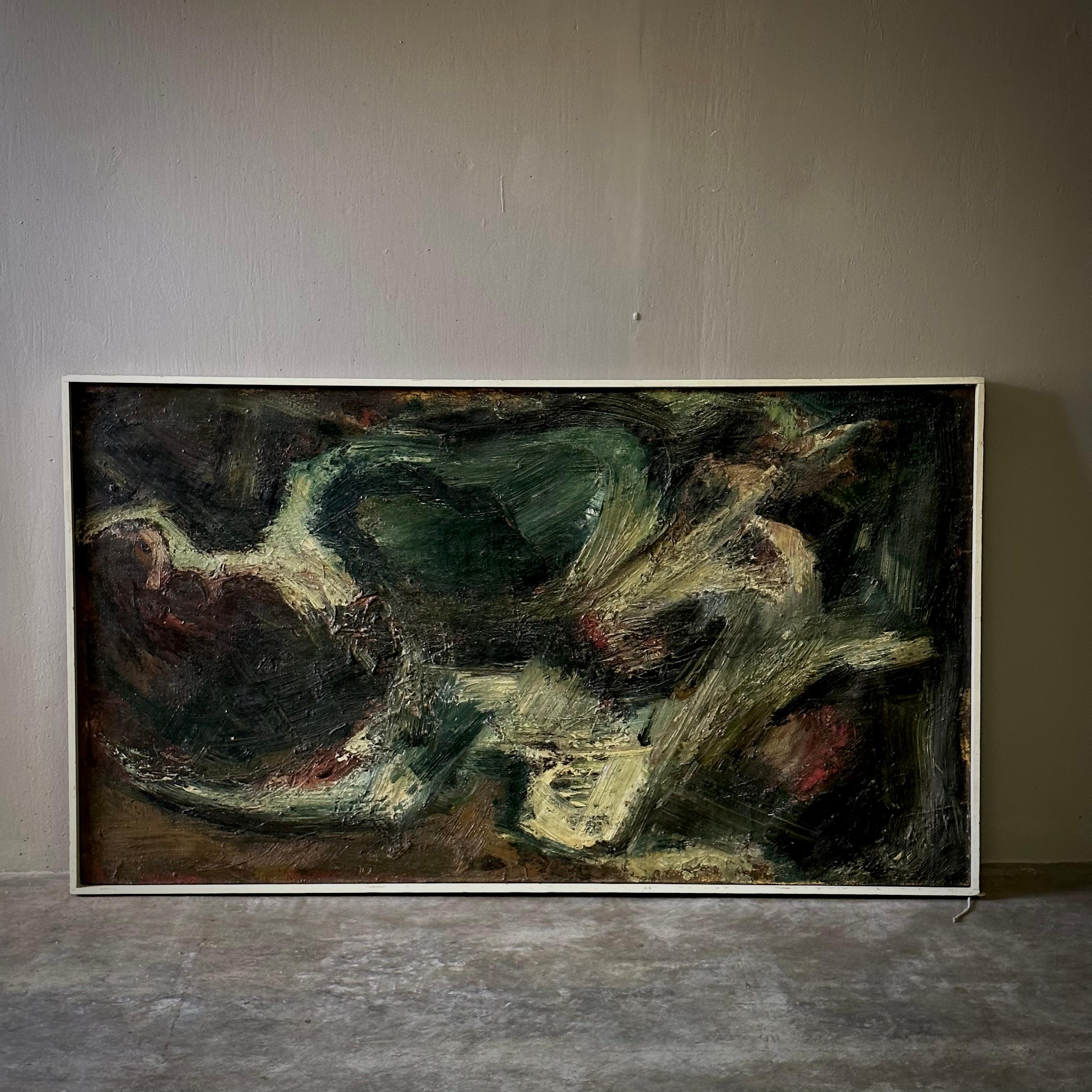 Dutch Midcentury Unsigned Abstract Oil Painting For Sale 3