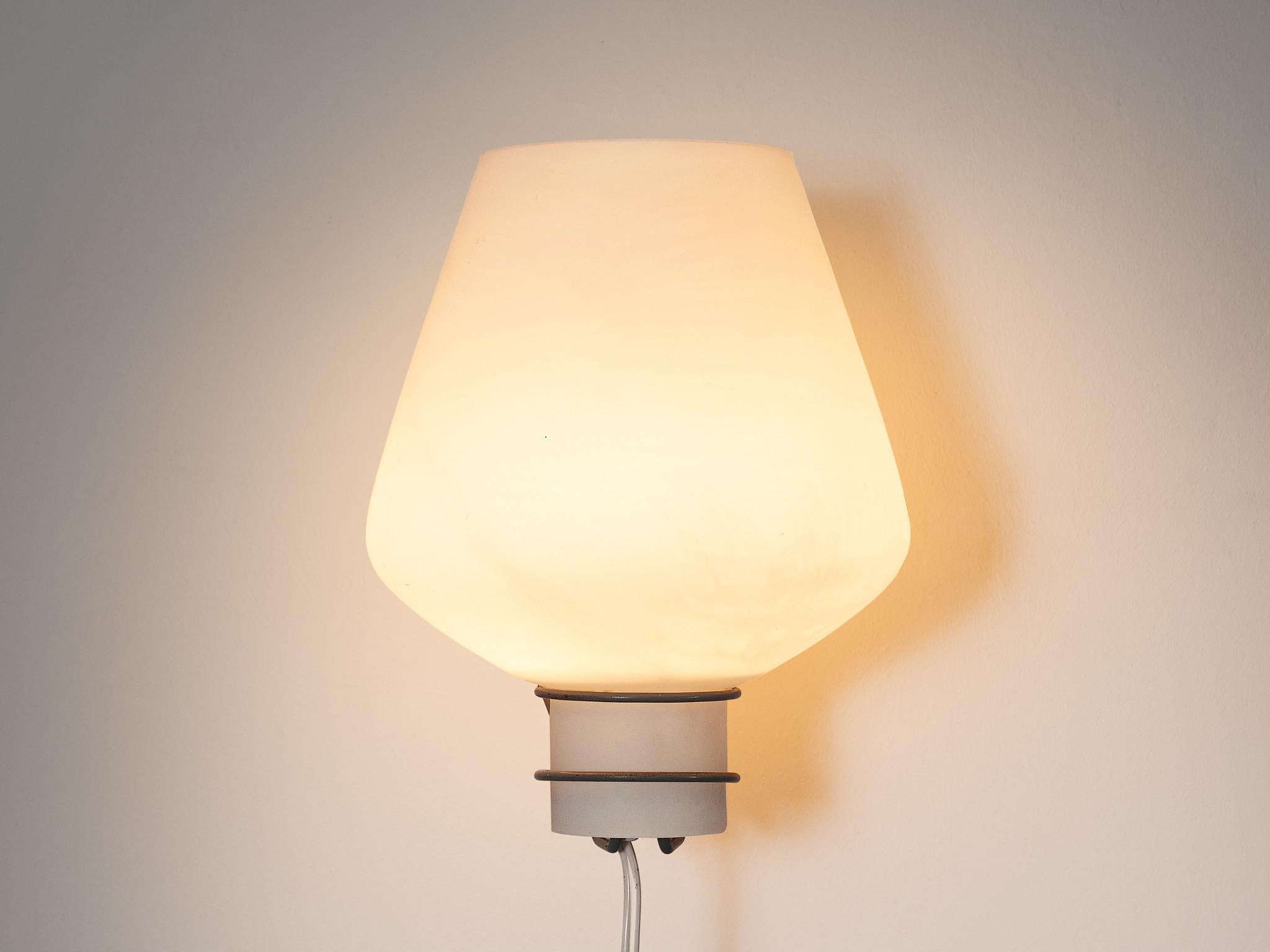 Dutch Midcentury Wall Light in Opaline Glass and Metal 2