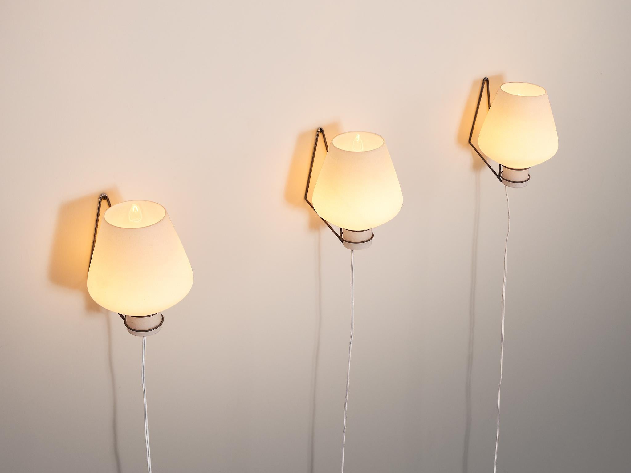 Dutch Midcentury Wall Light in Opaline Glass and Metal 3