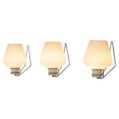 Dutch Midcentury Wall Light in Opaline Glass and Metal